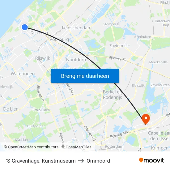 'S-Gravenhage, Kunstmuseum to Ommoord map
