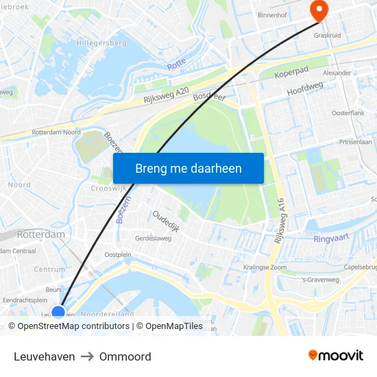 Leuvehaven to Ommoord map