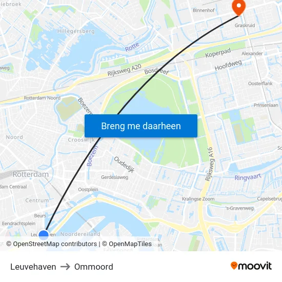 Leuvehaven to Ommoord map