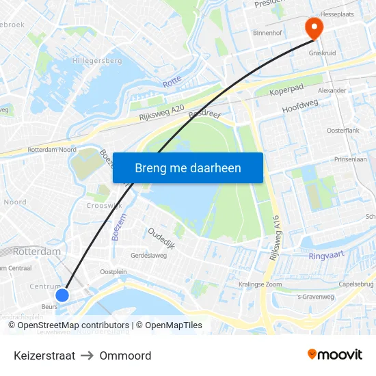 Keizerstraat to Ommoord map