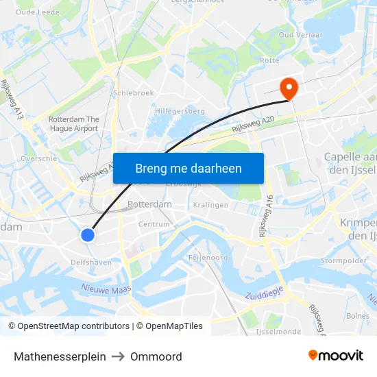 Mathenesserplein to Ommoord map