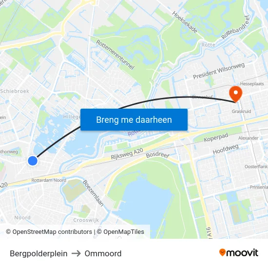 Bergpolderplein to Ommoord map