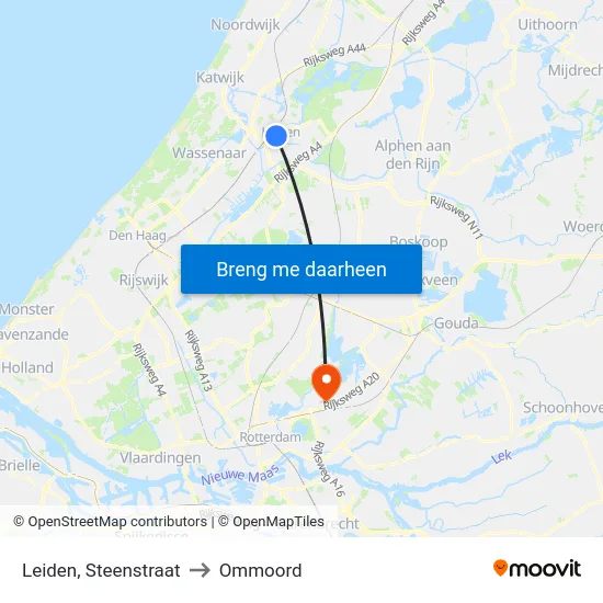 Leiden, Steenstraat to Ommoord map