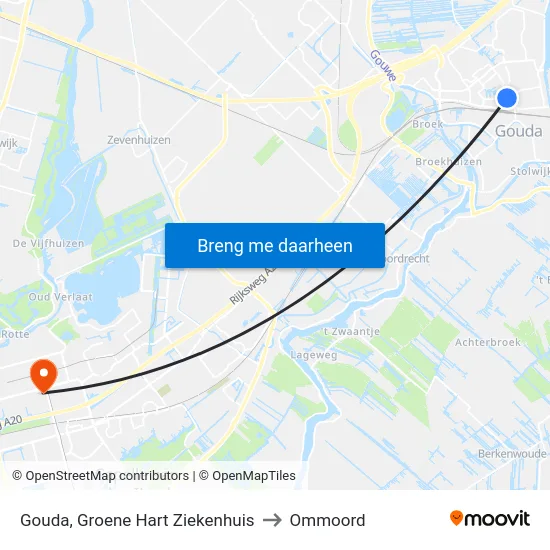 Gouda, Groene Hart Ziekenhuis to Ommoord map