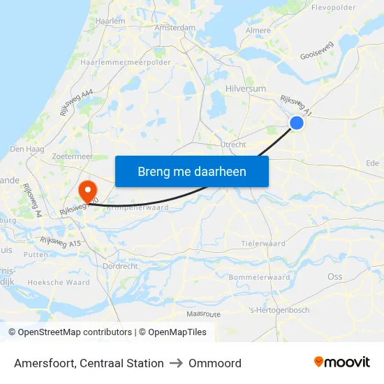 Amersfoort, Centraal Station to Ommoord map