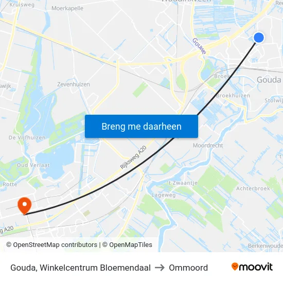 Gouda, Winkelcentrum Bloemendaal to Ommoord map