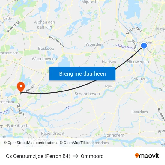 Cs Centrumzijde (Perron B4) to Ommoord map