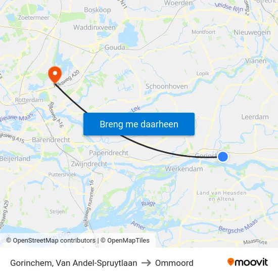 Gorinchem, Van Andel-Spruytlaan to Ommoord map
