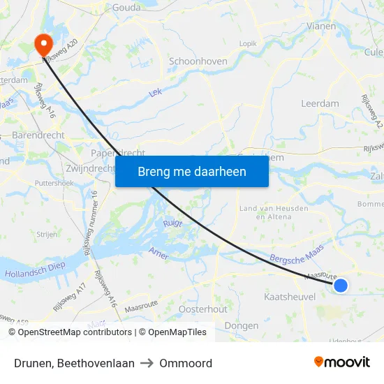 Drunen, Beethovenlaan to Ommoord map