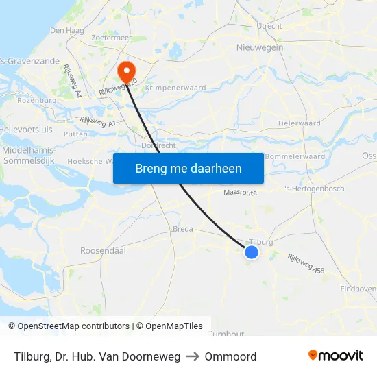 Tilburg, Dr. Hub. Van Doorneweg to Ommoord map