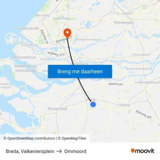 Breda, Valkeniersplein to Ommoord map