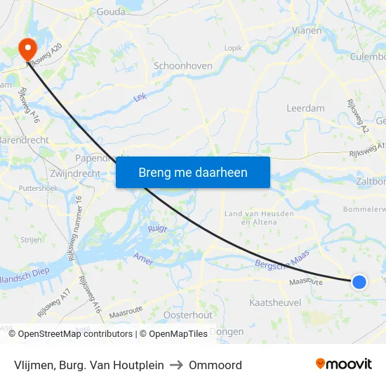 Vlijmen, Burg. Van Houtplein to Ommoord map