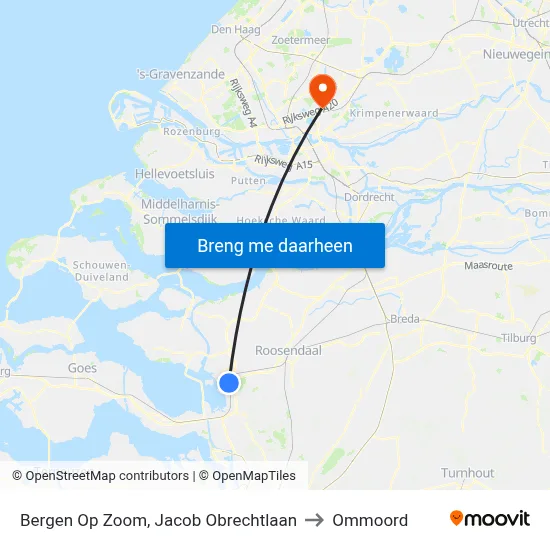 Bergen Op Zoom, Jacob Obrechtlaan to Ommoord map