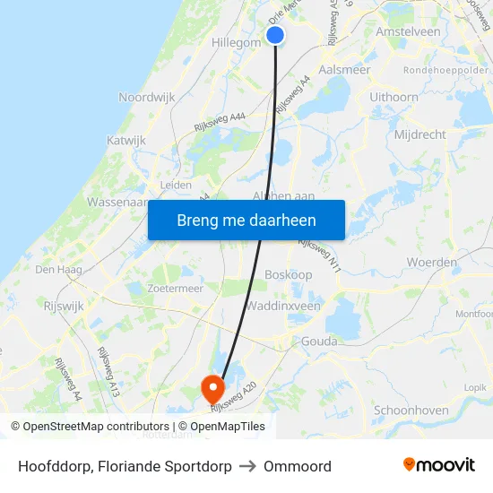Hoofddorp, Floriande Sportdorp to Ommoord map