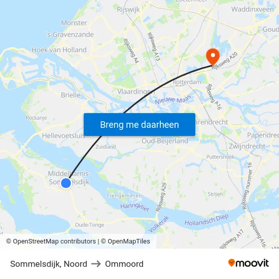 Sommelsdijk, Noord to Ommoord map
