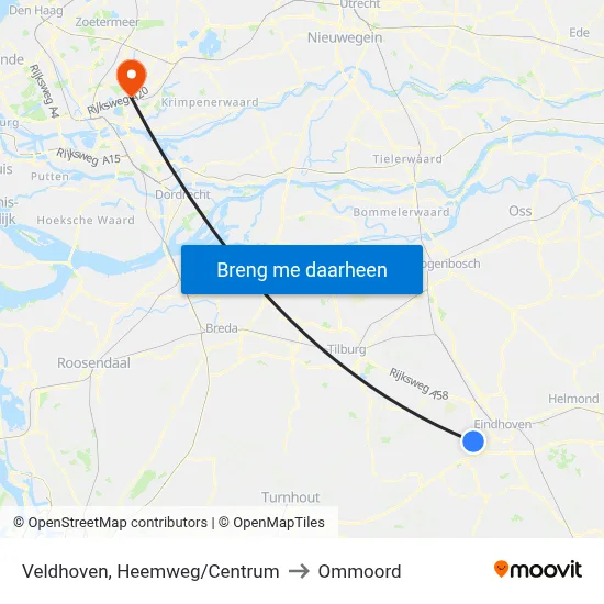 Veldhoven, Heemweg/Centrum to Ommoord map