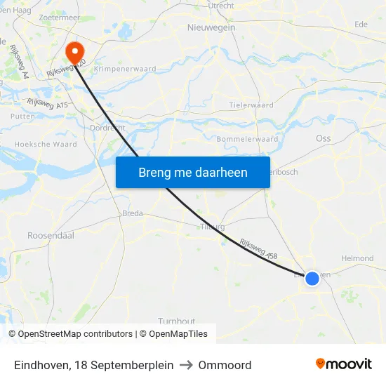Eindhoven, 18 Septemberplein to Ommoord map