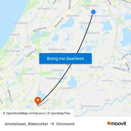 Amstelveen, Watercirkel to Ommoord map