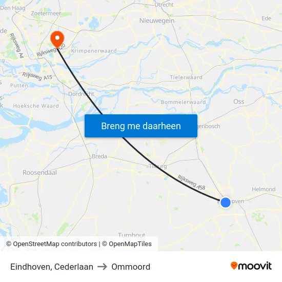 Eindhoven, Cederlaan to Ommoord map