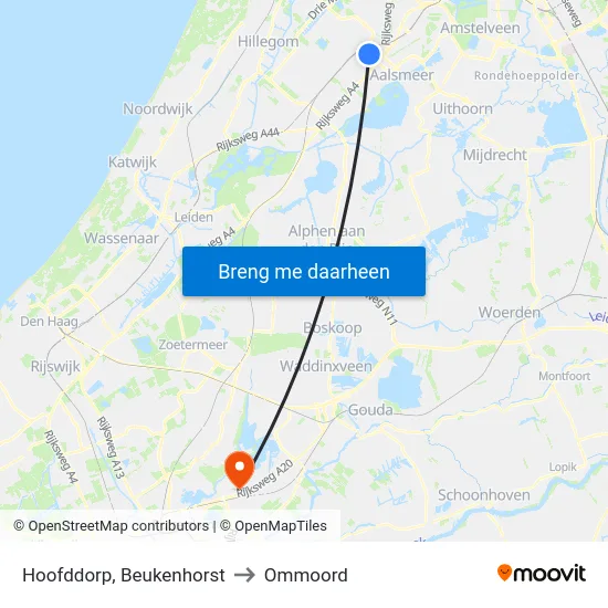 Hoofddorp, Beukenhorst to Ommoord map