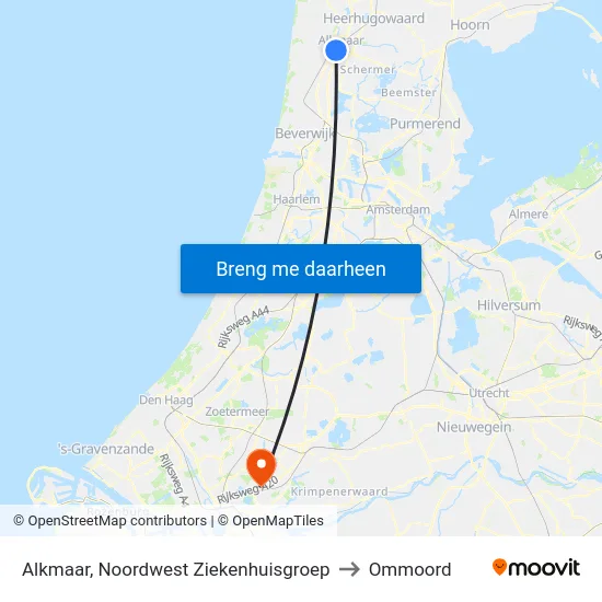 Alkmaar, Noordwest Ziekenhuisgroep to Ommoord map