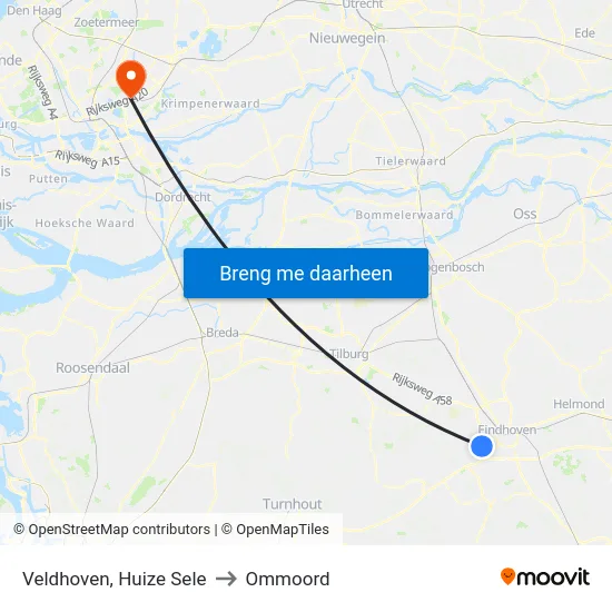 Veldhoven, Huize Sele to Ommoord map