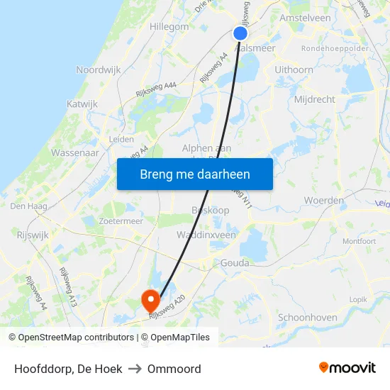 Hoofddorp, De Hoek to Ommoord map