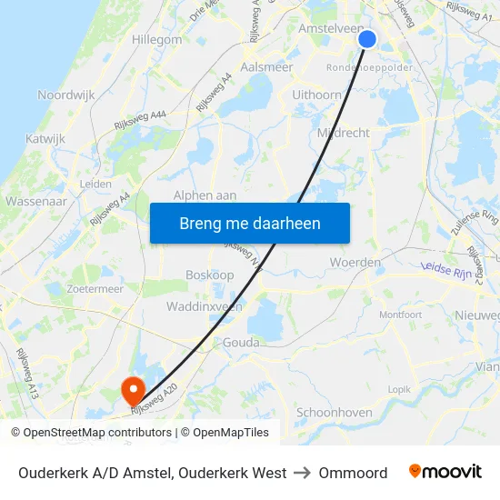 Ouderkerk A/D Amstel, Ouderkerk West to Ommoord map