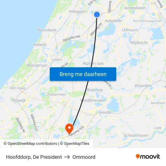 Hoofddorp, De President to Ommoord map