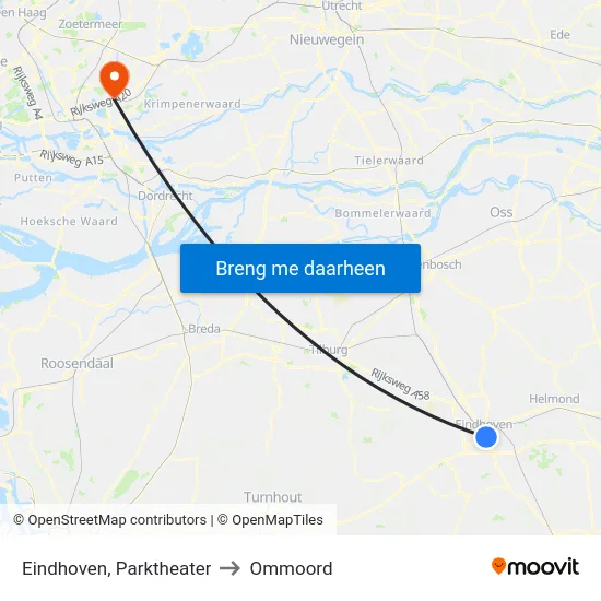 Eindhoven, Parktheater to Ommoord map