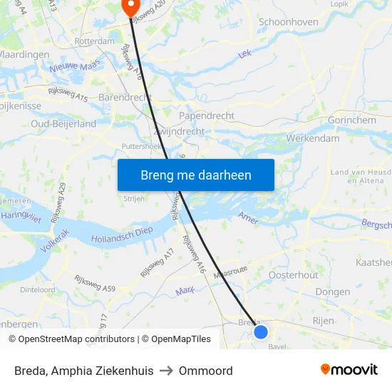 Breda, Amphia Ziekenhuis to Ommoord map