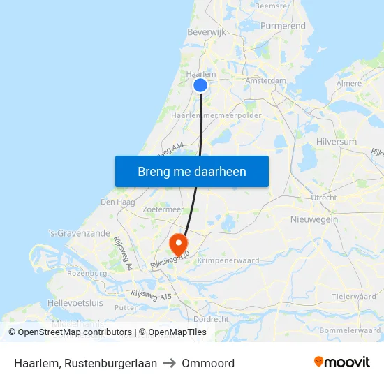 Haarlem, Rustenburgerlaan to Ommoord map