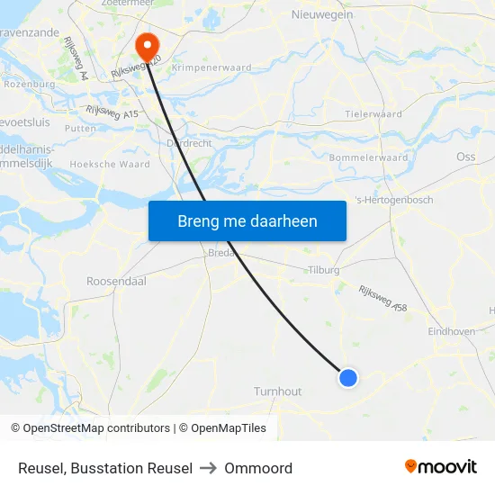 Reusel, Busstation Reusel to Ommoord map