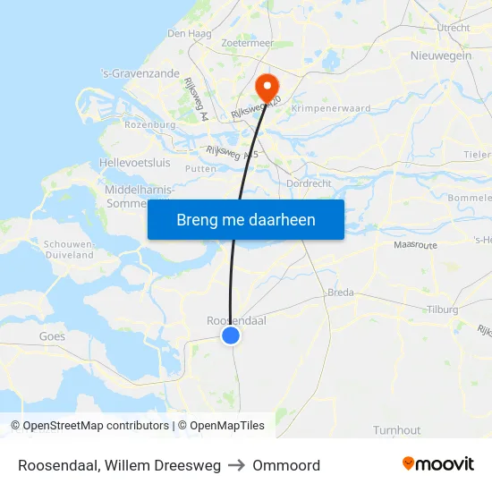 Roosendaal, Willem Dreesweg to Ommoord map