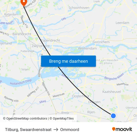 Tilburg, Swaardvenstraat to Ommoord map