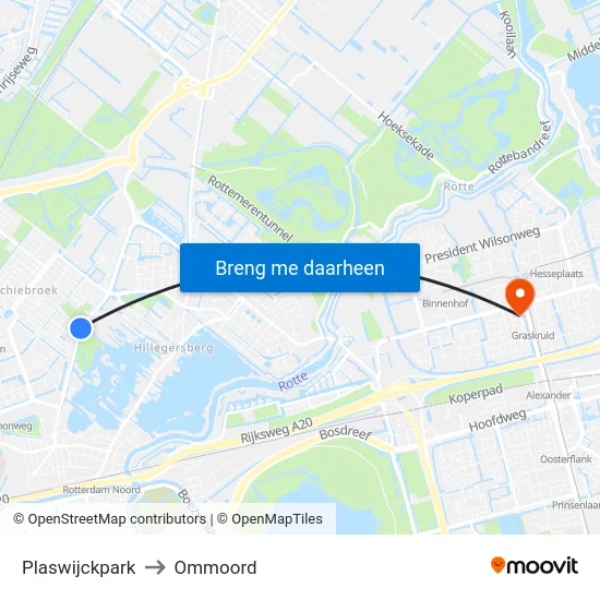 Plaswijckpark to Ommoord map