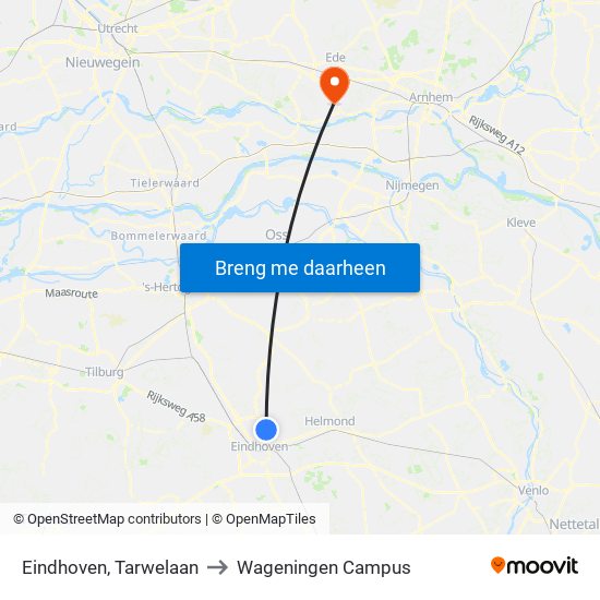 Eindhoven, Tarwelaan to Wageningen Campus map