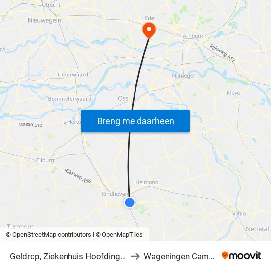 Geldrop, Ziekenhuis Hoofdingang to Wageningen Campus map