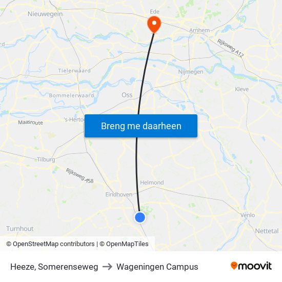 Heeze, Somerenseweg to Wageningen Campus map
