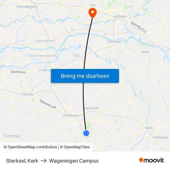 Sterksel, Kerk to Wageningen Campus map