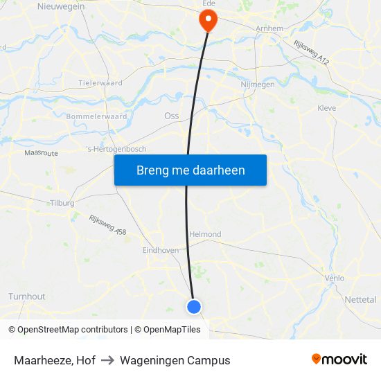 Maarheeze, Hof to Wageningen Campus map