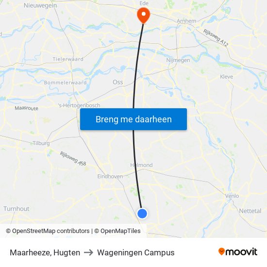 Maarheeze, Hugten to Wageningen Campus map