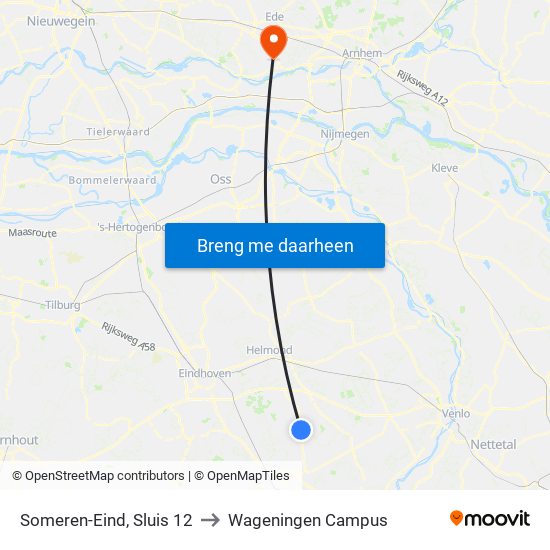 Someren-Eind, Sluis 12 to Wageningen Campus map
