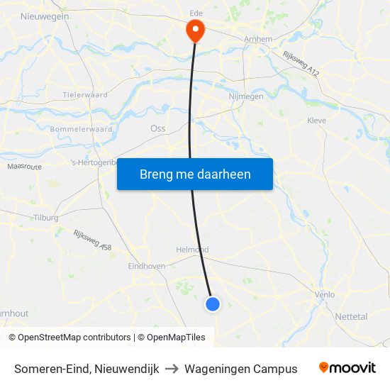 Someren-Eind, Nieuwendijk to Wageningen Campus map