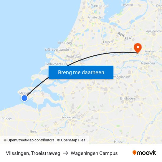 Vlissingen, Troelstraweg to Wageningen Campus map