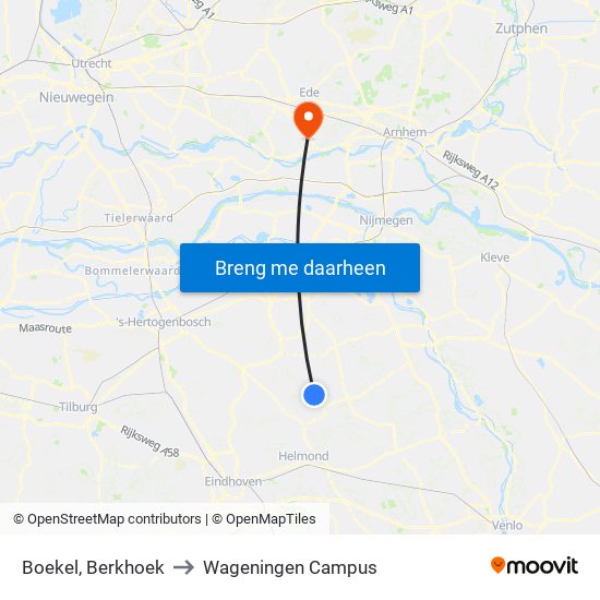 Boekel, Berkhoek to Wageningen Campus map