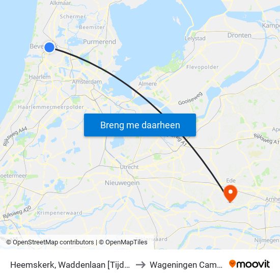 Heemskerk, Waddenlaan [Tijdelijk] to Wageningen Campus map