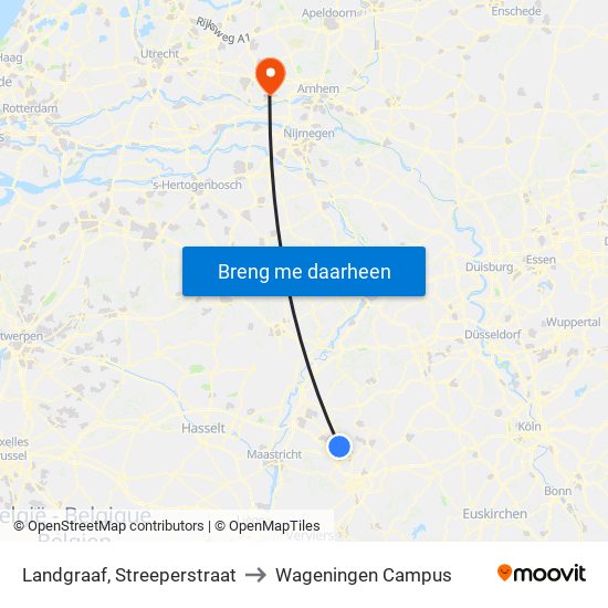 Landgraaf, Streeperstraat to Wageningen Campus map