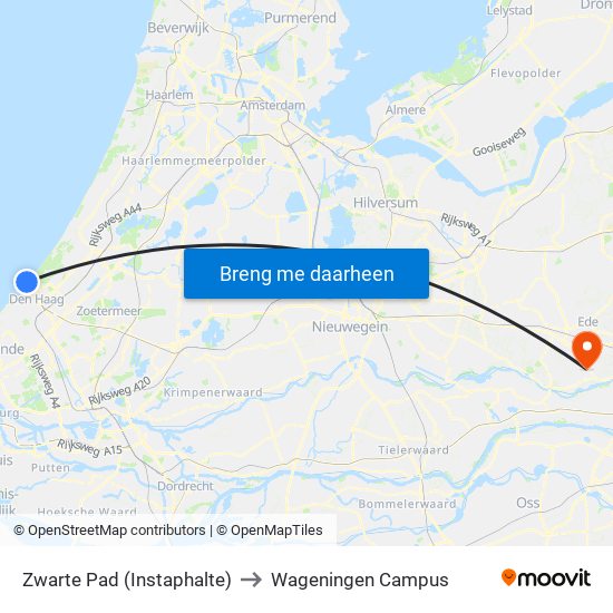 Zwarte Pad (Instaphalte) to Wageningen Campus map