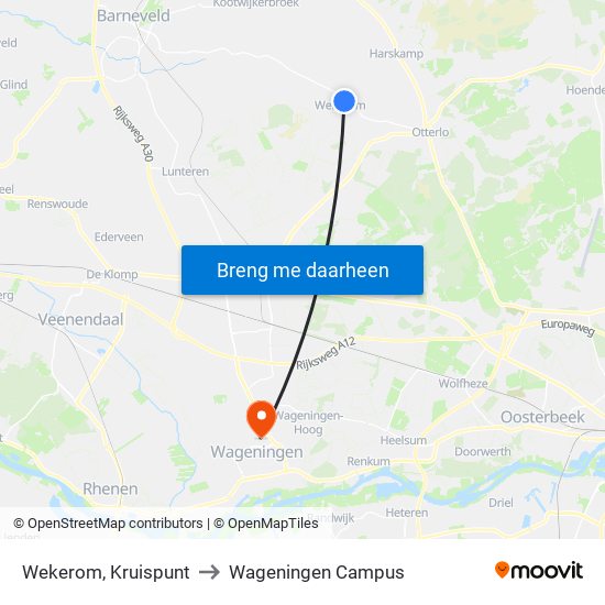 Wekerom, Kruispunt to Wageningen Campus map